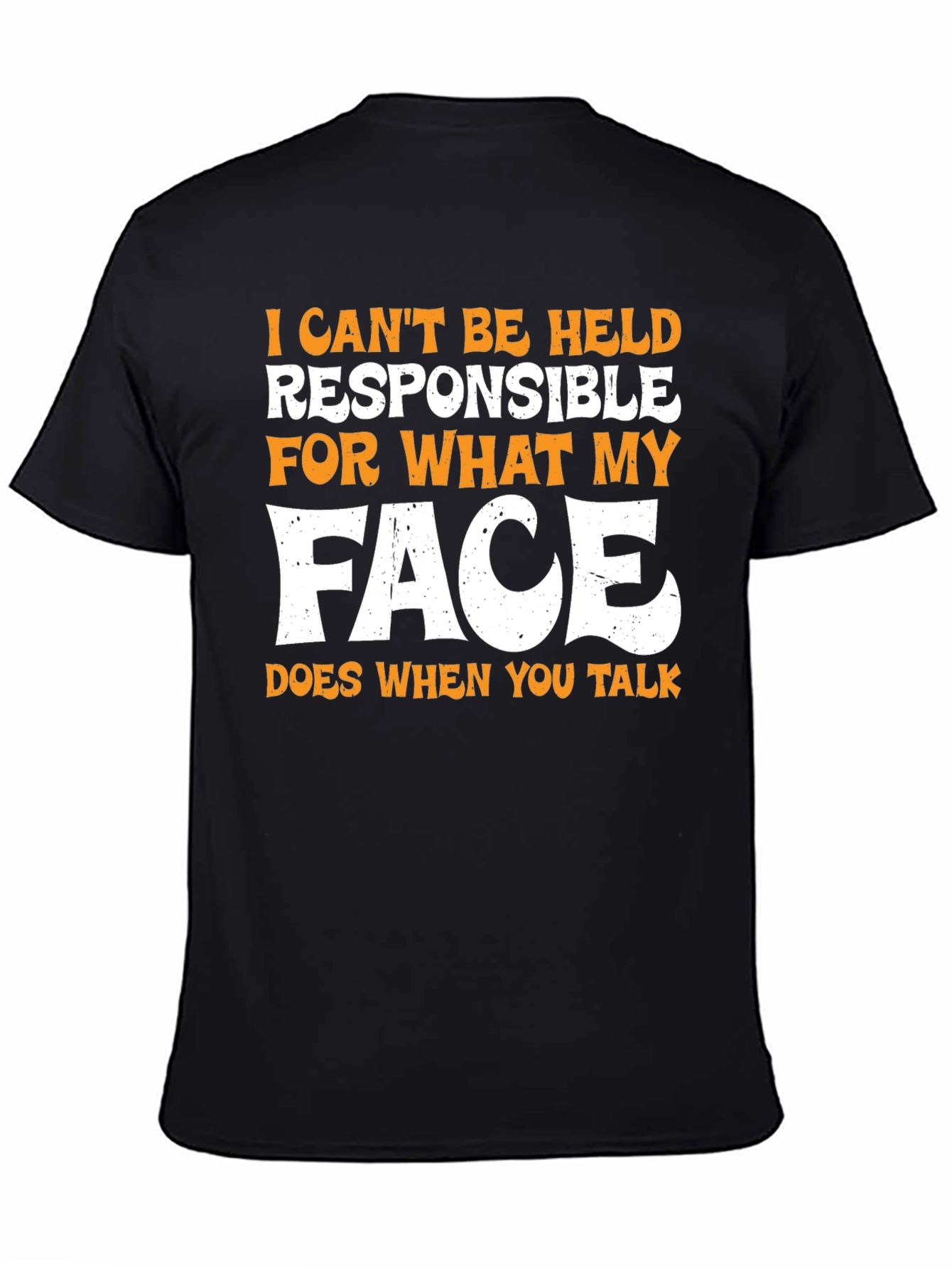 Funny Face Graphic Mens T-Shirt - Black