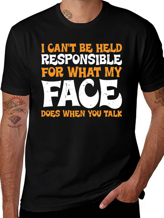 Funny Face Graphic Mens T-Shirt - Black