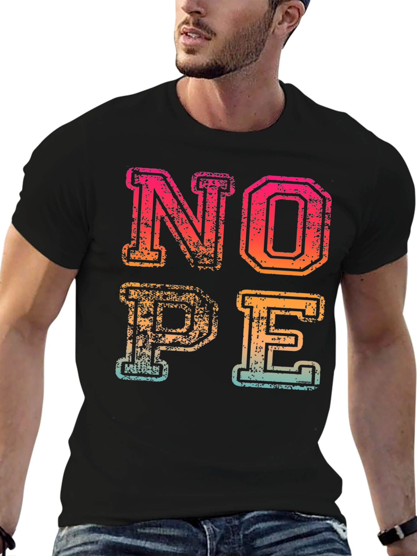 Retro NOPE Graphic Tee - Casual Cotton T-Shirt