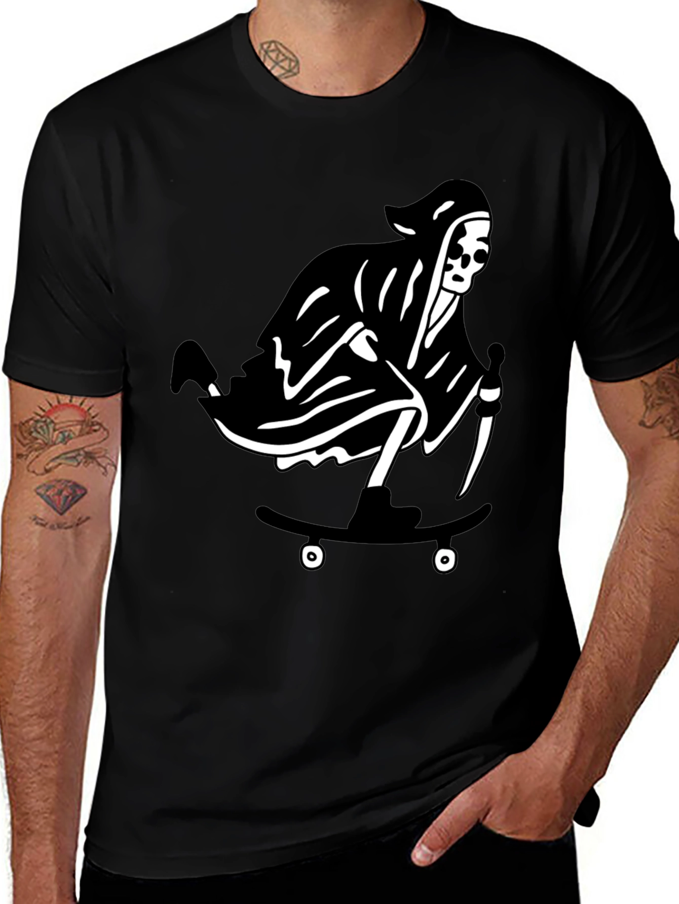 Grim Reaper Skateboard Graphic T-Shirt