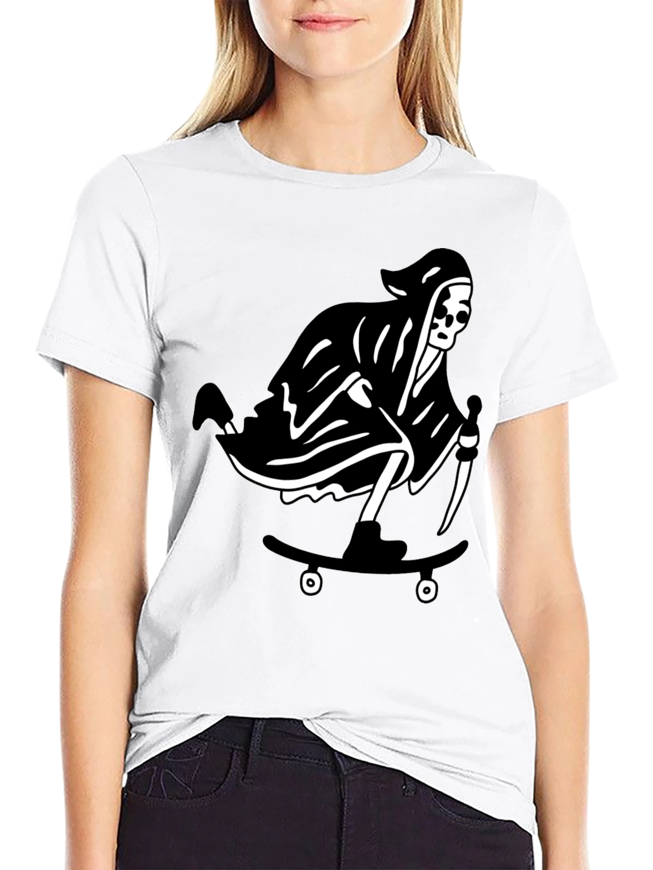 Grim Reaper Skateboard Graphic T-Shirt