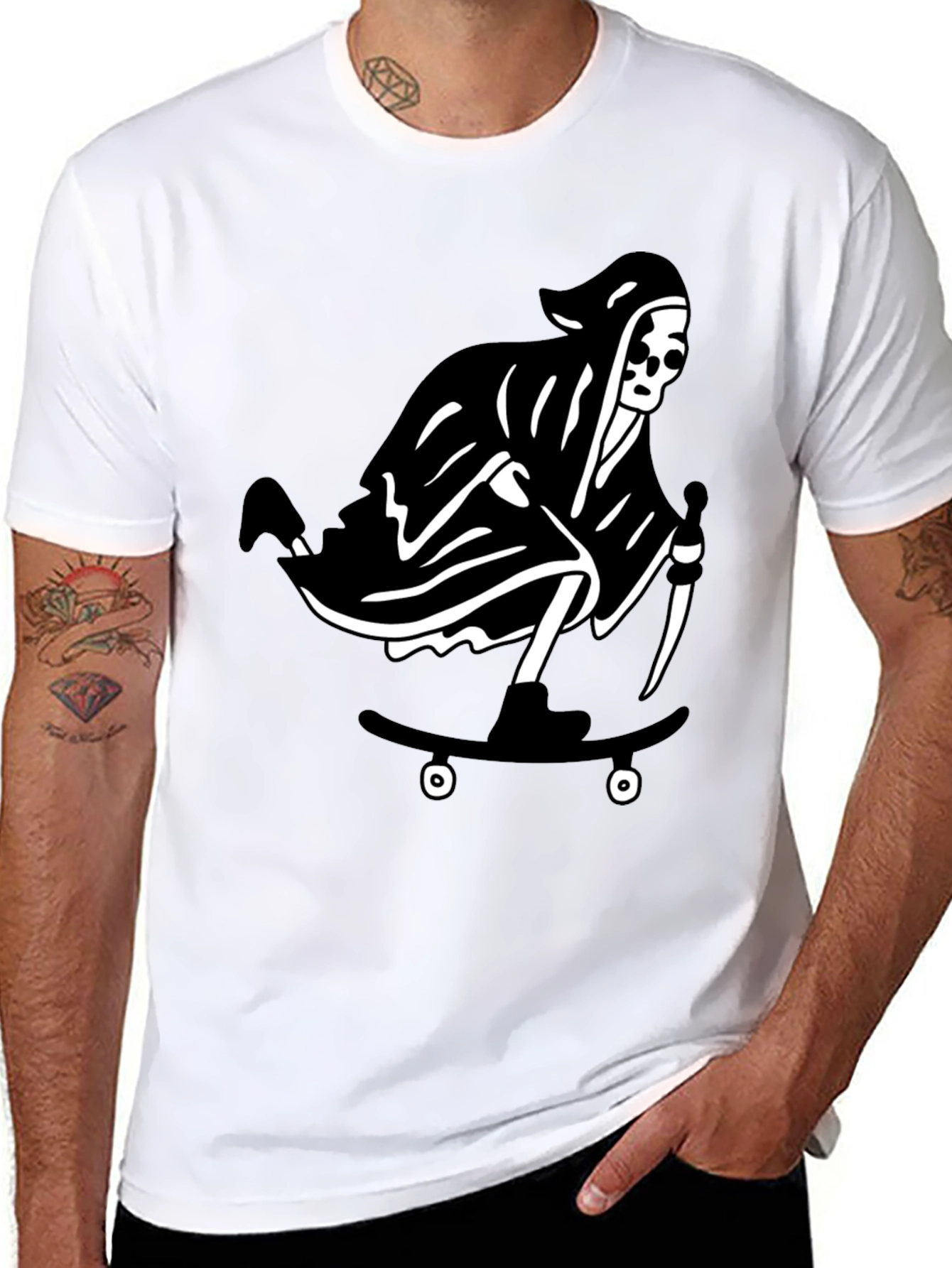 Grim Reaper Skateboard Graphic T-Shirt