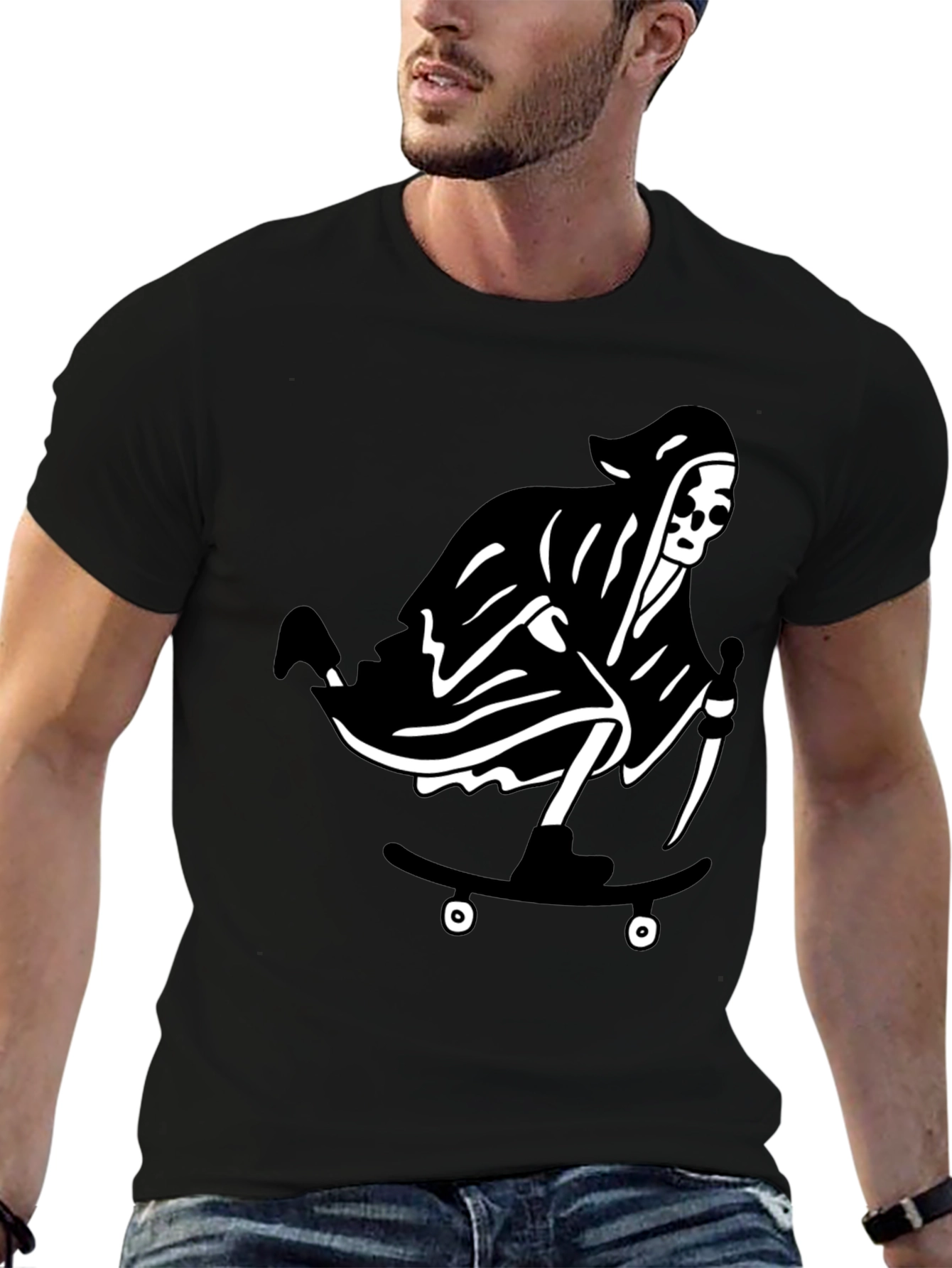 Grim Reaper Skateboard Graphic T-Shirt