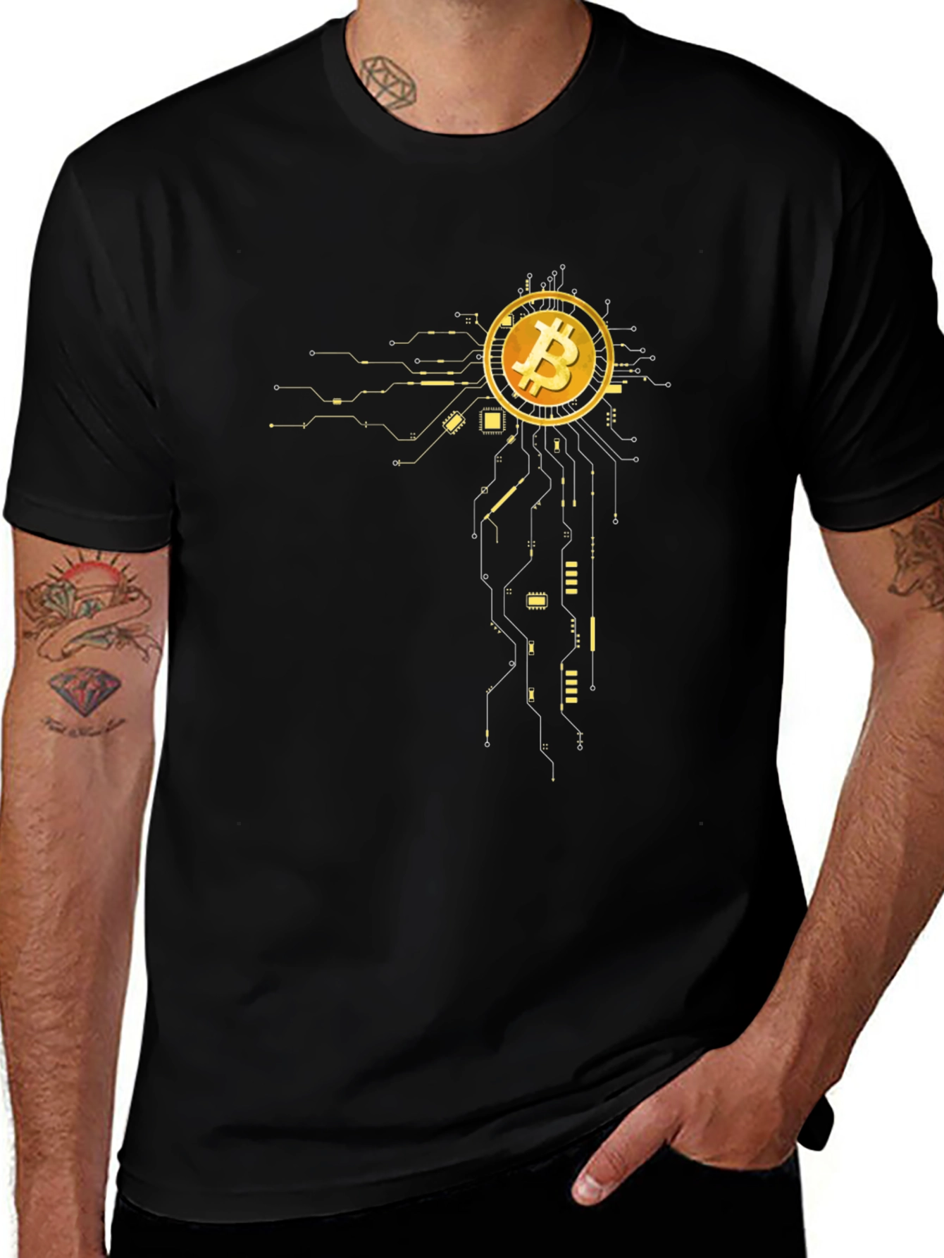 Bitcoin Circuit Design Black T-Shirt
