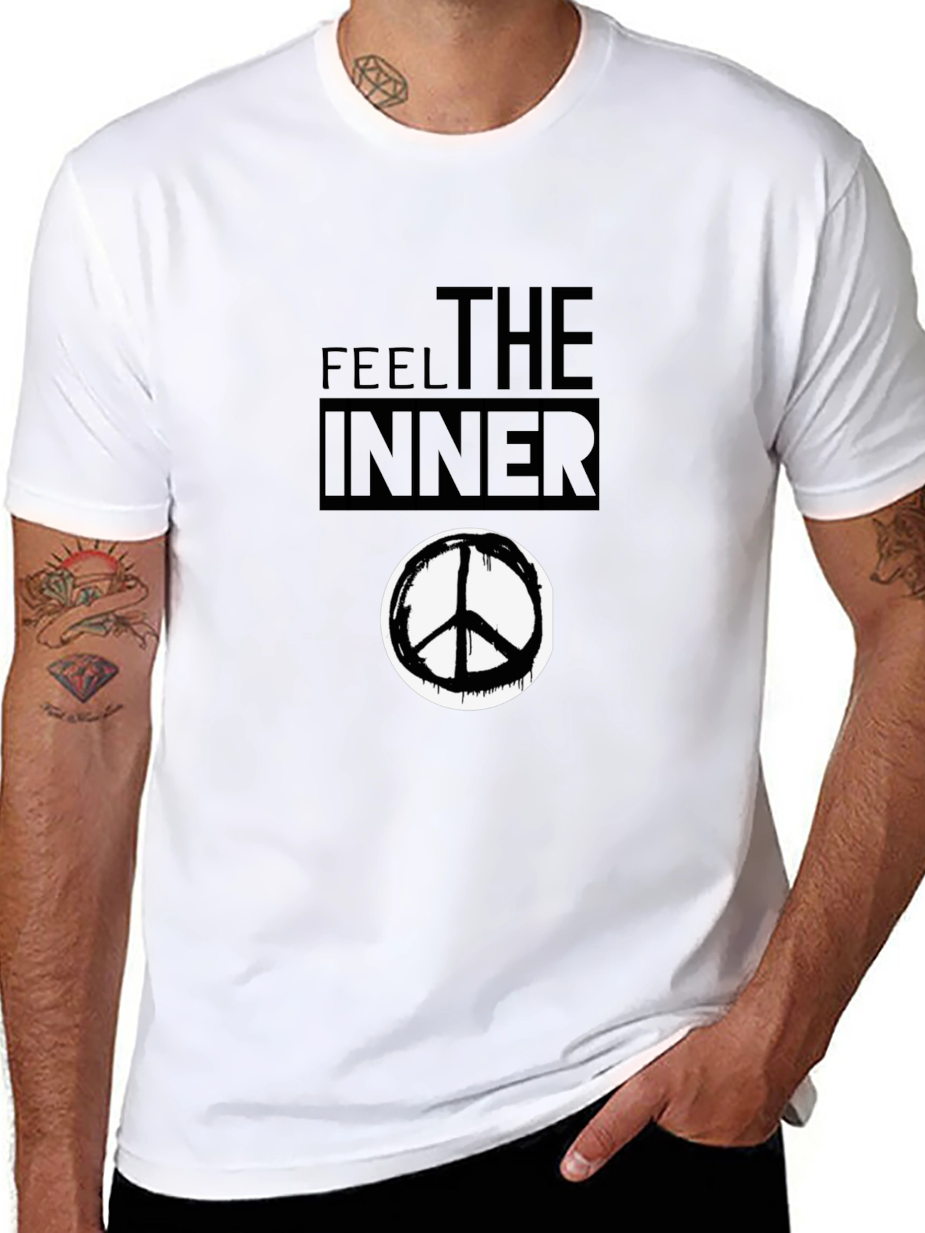 Feel the Inner Peace Black Graphic T-Shirt
