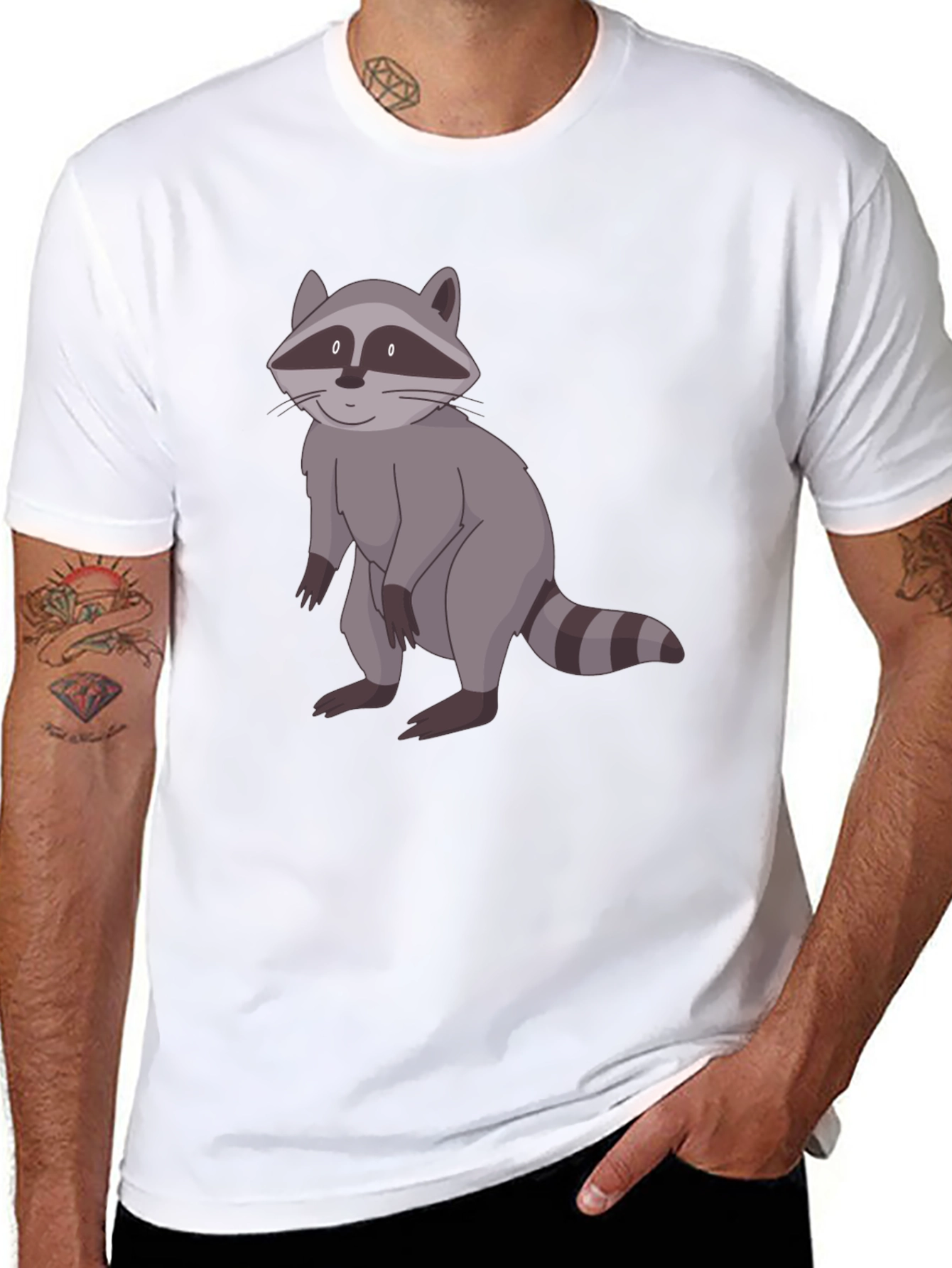 Raccoon Graphic Print Black T-Shirt