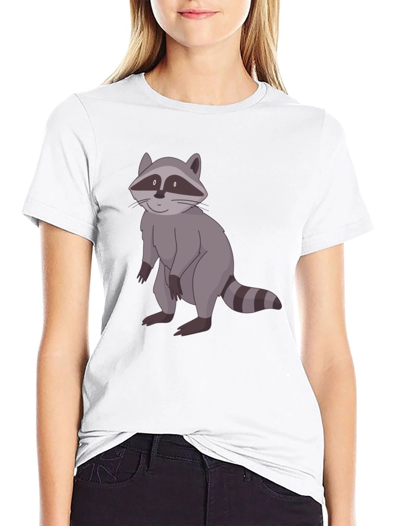 Raccoon Graphic Print Black T-Shirt