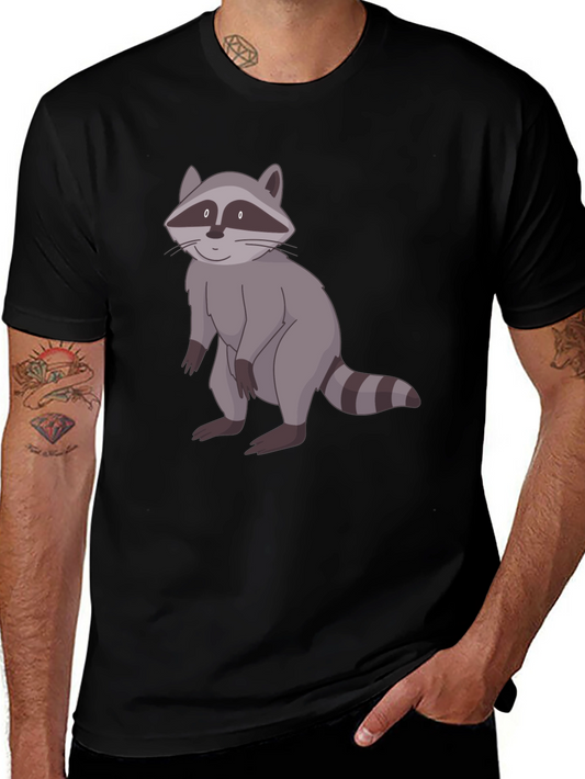 Raccoon Graphic Print Black T-Shirt