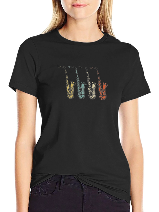 Retro Saxophone Graphic Tee - Classic Band Shirt