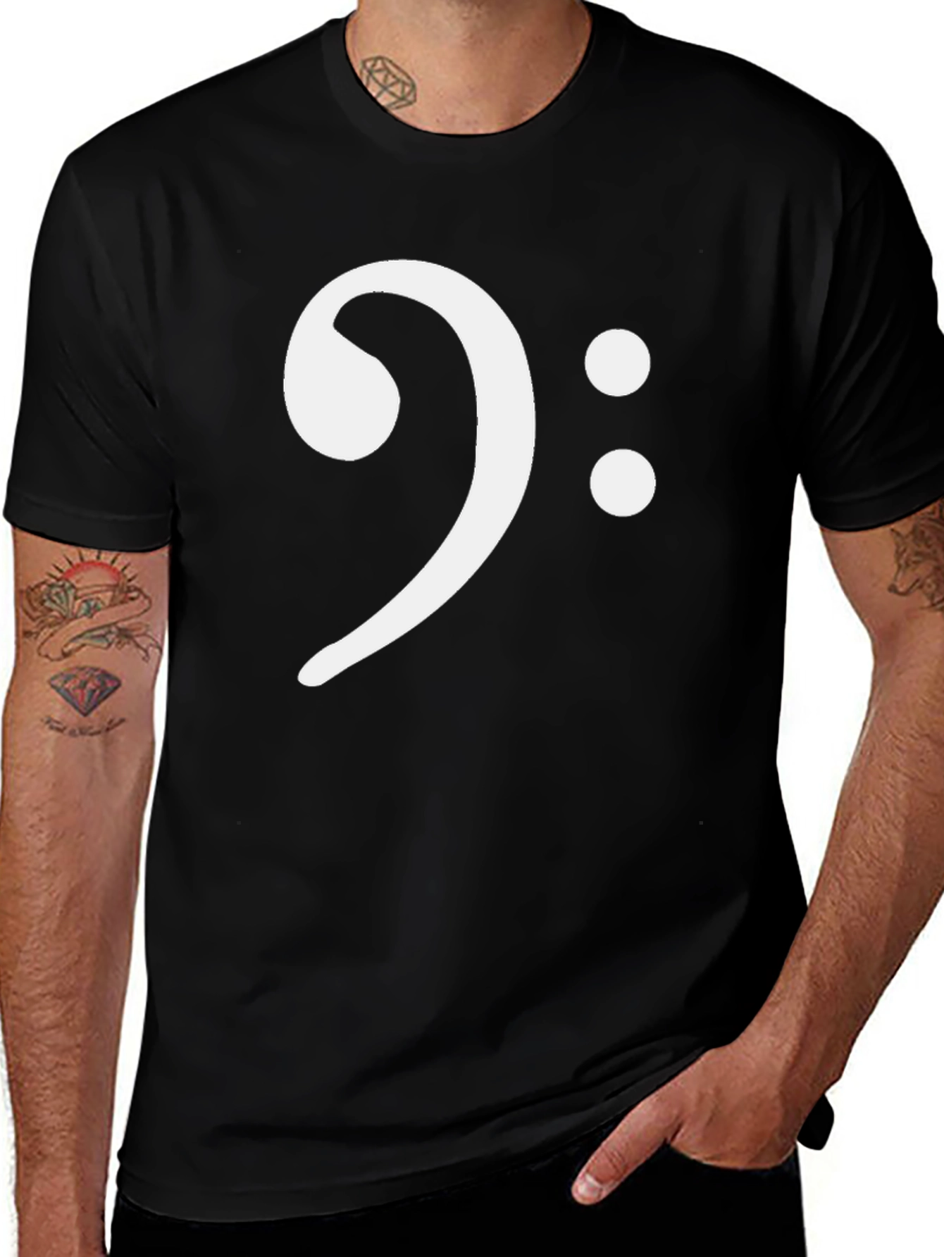 Bass Clef Music T-Shirt - Black