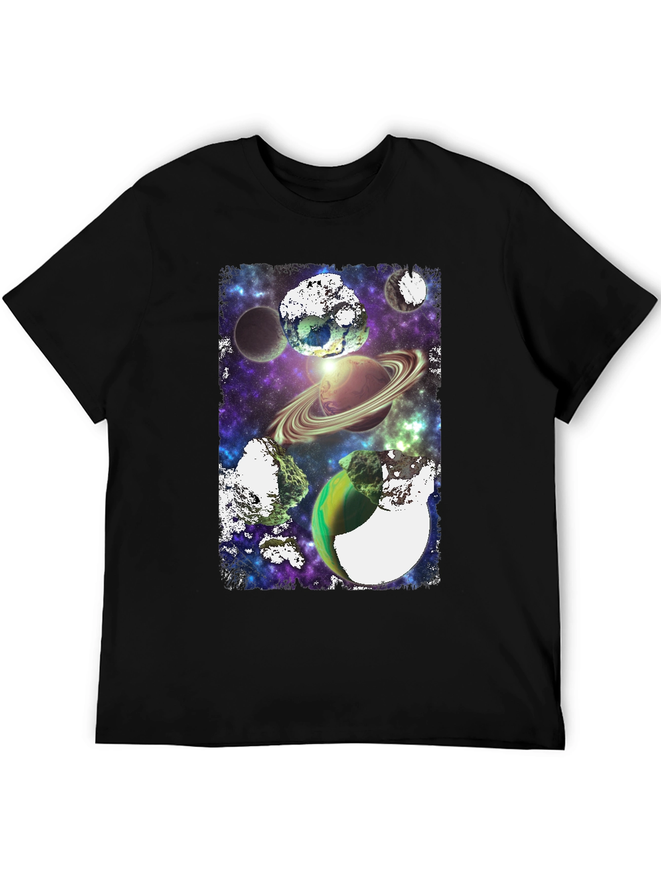 Galaxy Planets Graphic T-Shirt - Black Tee