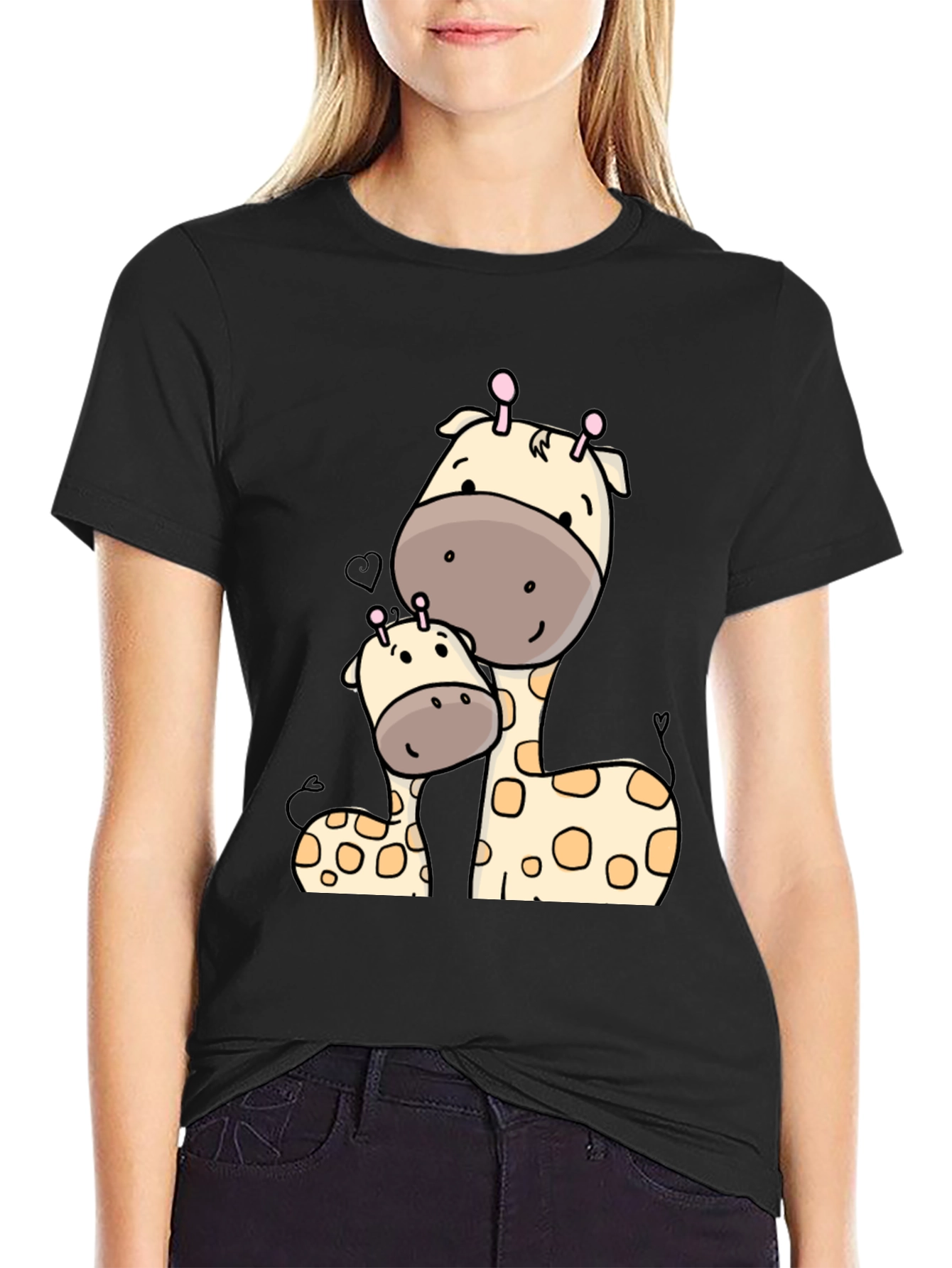Cute Giraffe Mom and Baby Graphic T-Shirt