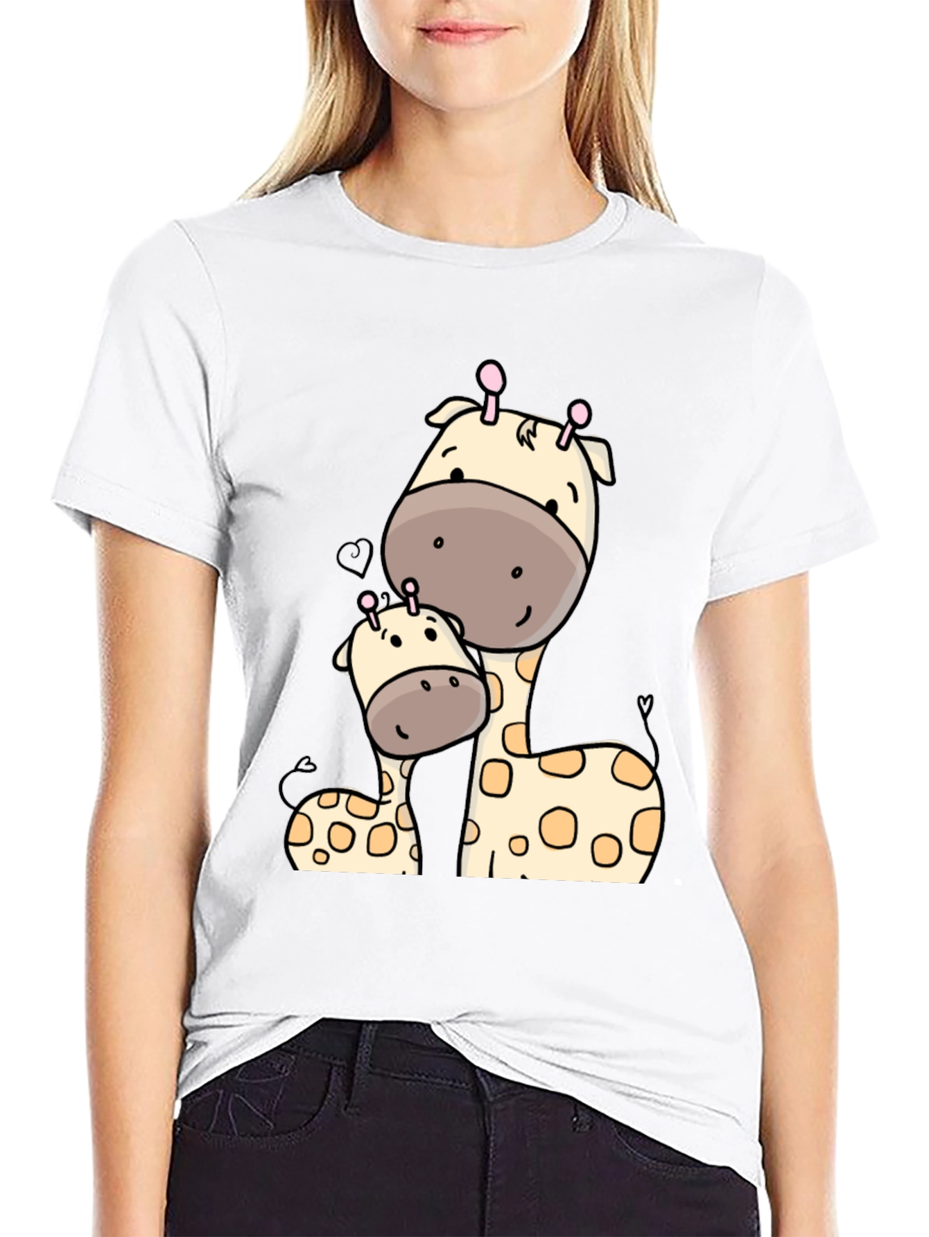 Cute Giraffe Mom and Baby Graphic T-Shirt