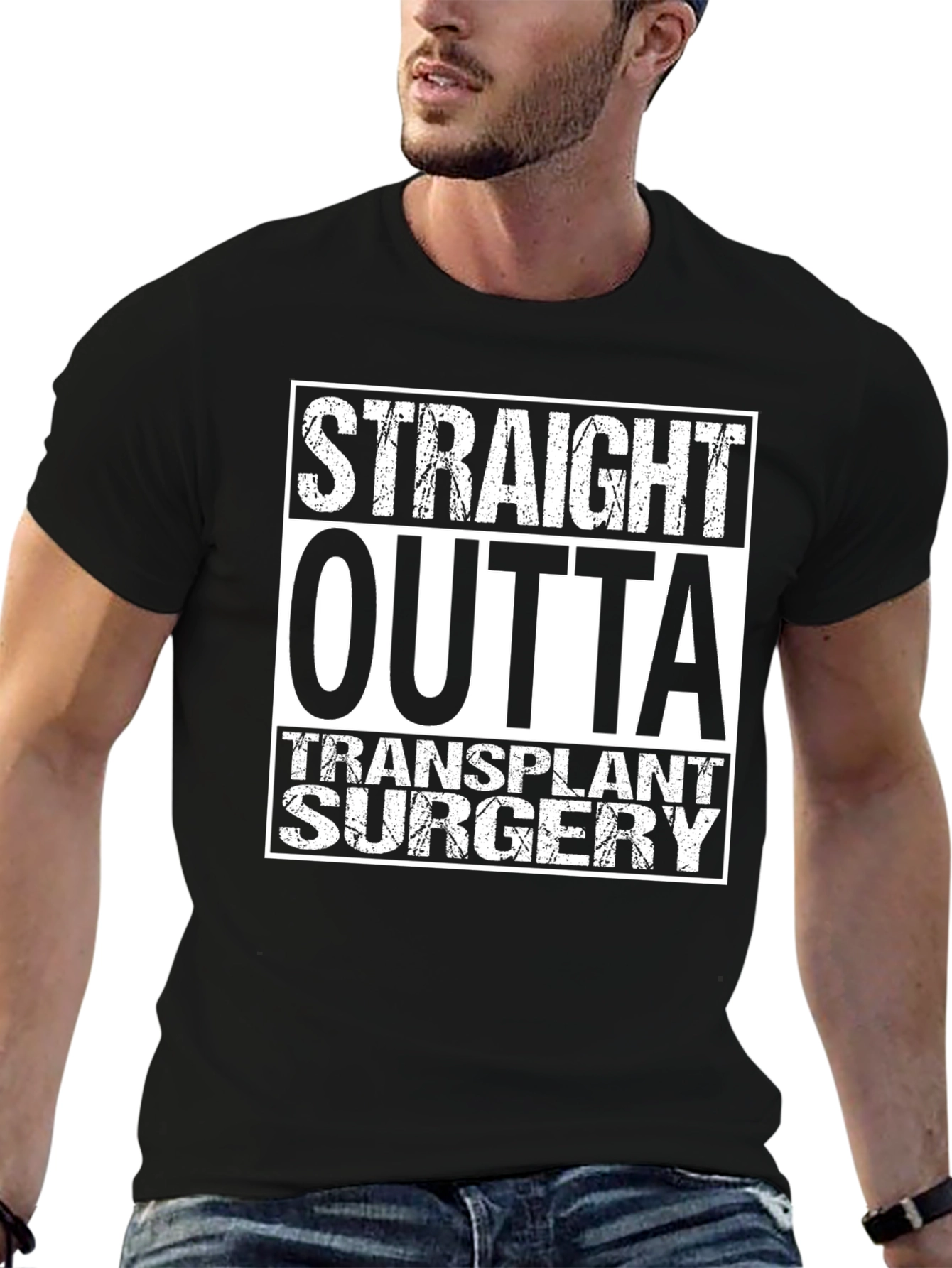 Straight Outta Transplant Surgery Black T-Shirt