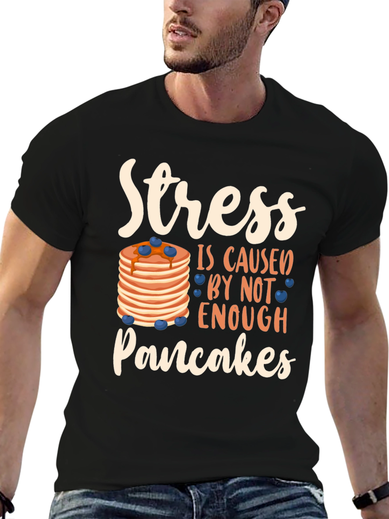 Stress Pancakes T-Shirt Funny Breakfast Lover Tee