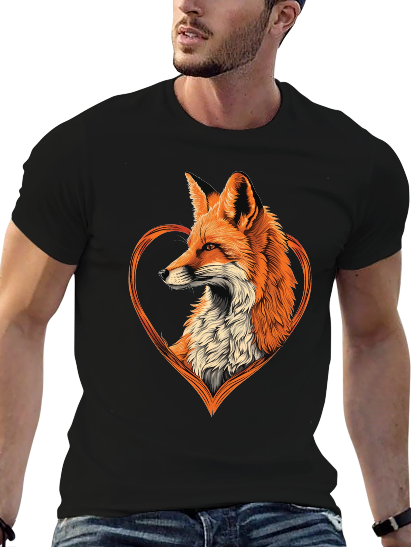 Fox Heart Graphic Tee - Stylish Animal Lover Shirt