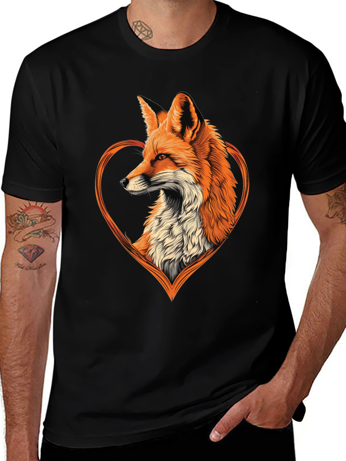 Fox Heart Graphic Tee - Stylish Animal Lover Shirt
