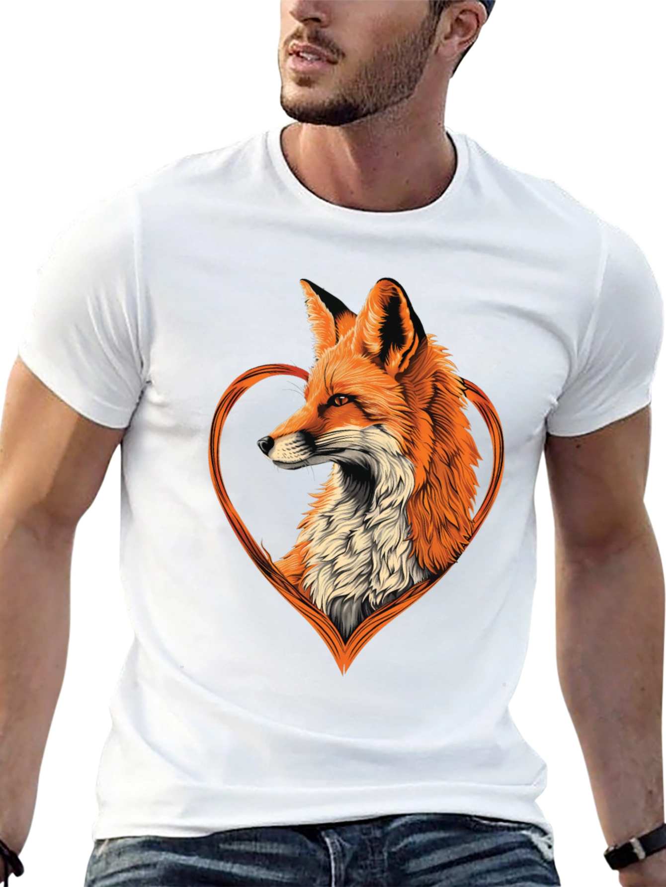 Fox Heart Graphic Tee - Stylish Animal Lover Shirt