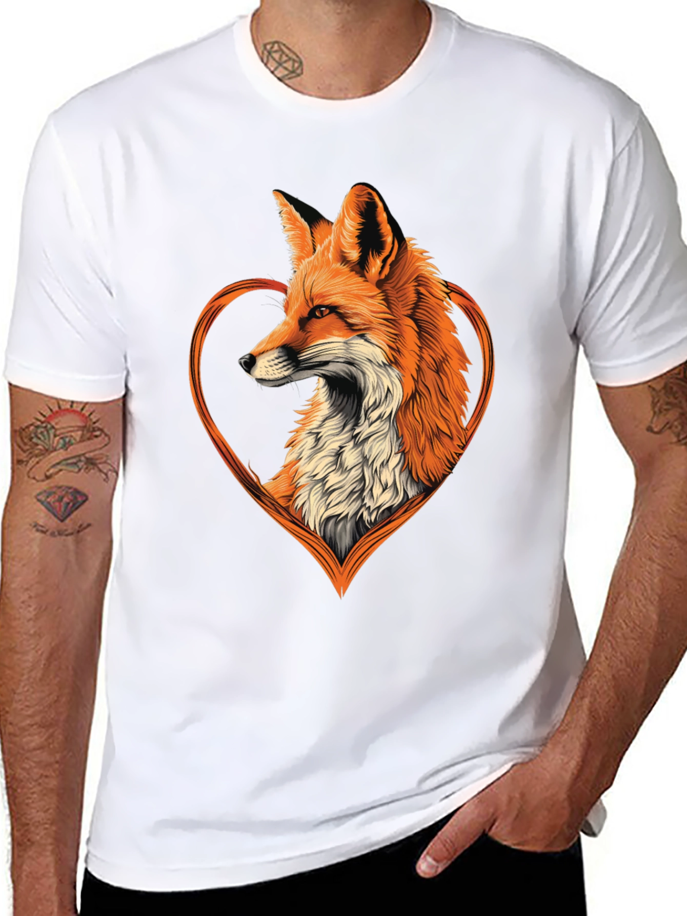 Fox Heart Graphic Tee - Stylish Animal Lover Shirt