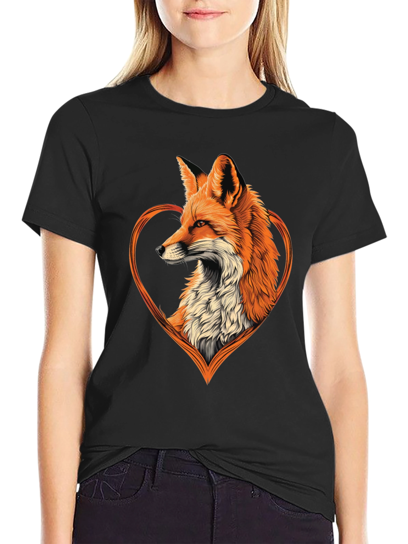 Fox Heart Graphic Tee - Stylish Animal Lover Shirt