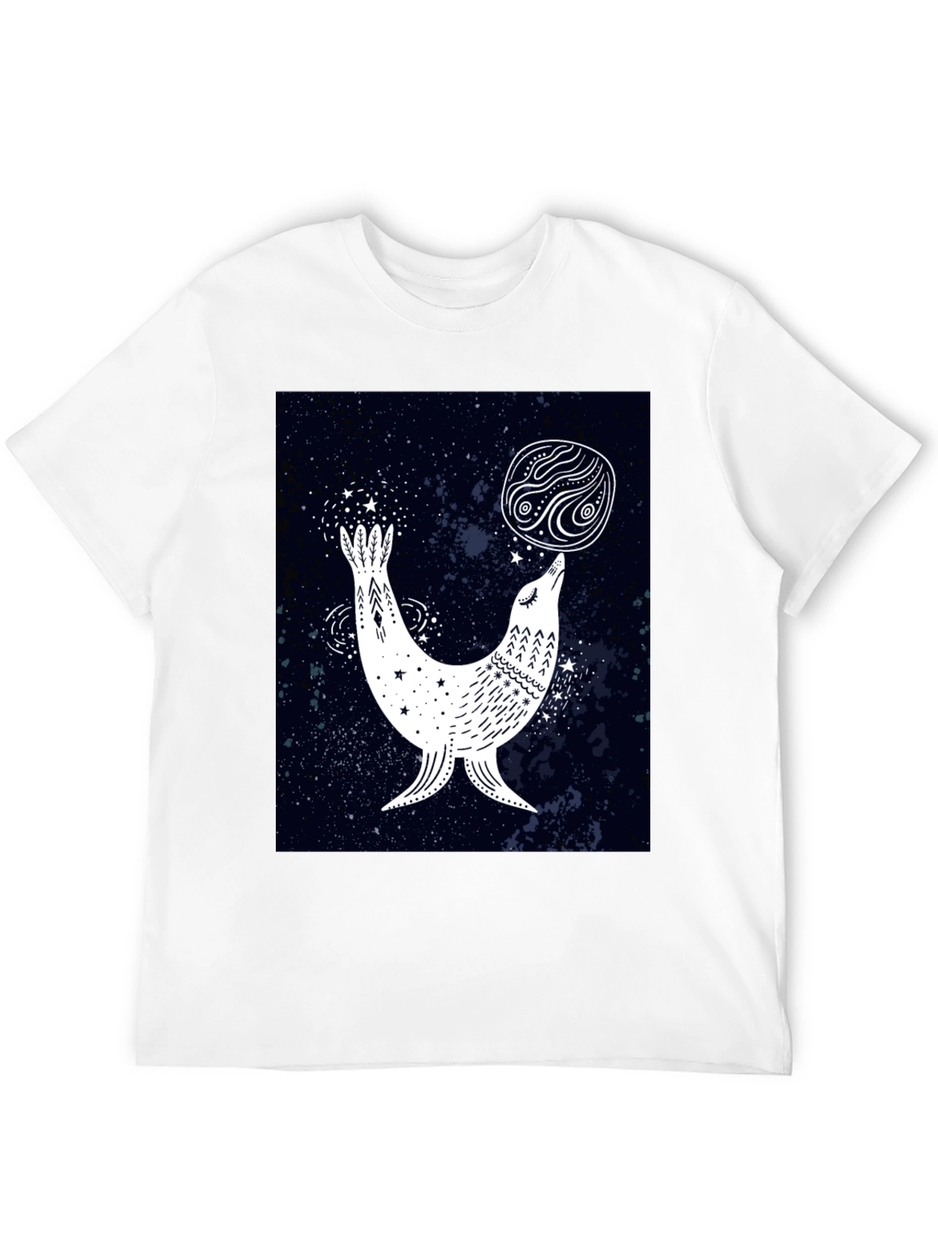Celestial Seal Graphic Tee - Black Cotton T-Shirt