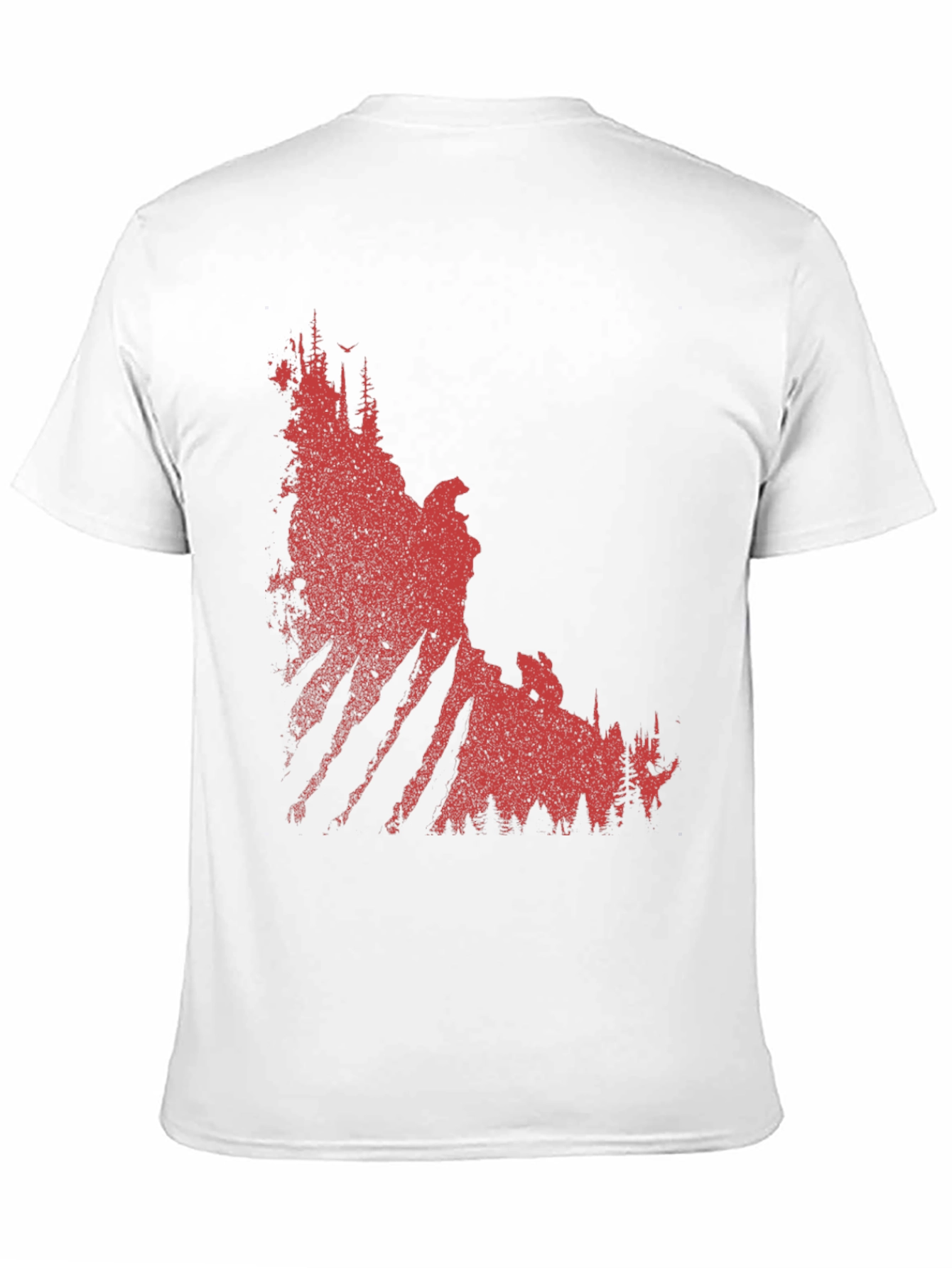 Red Forest Graphic Print Black T-Shirt