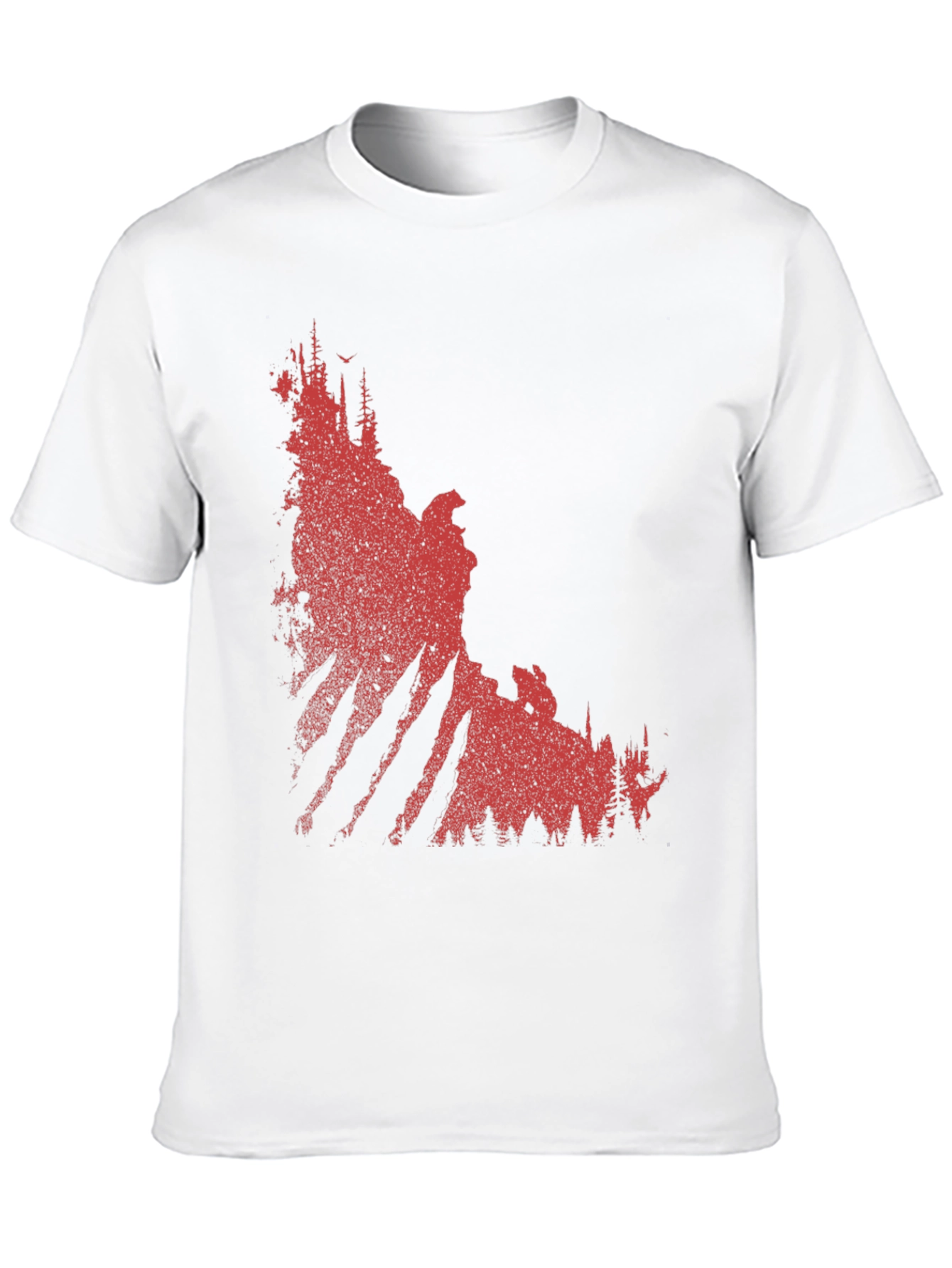 Red Forest Graphic Print Black T-Shirt