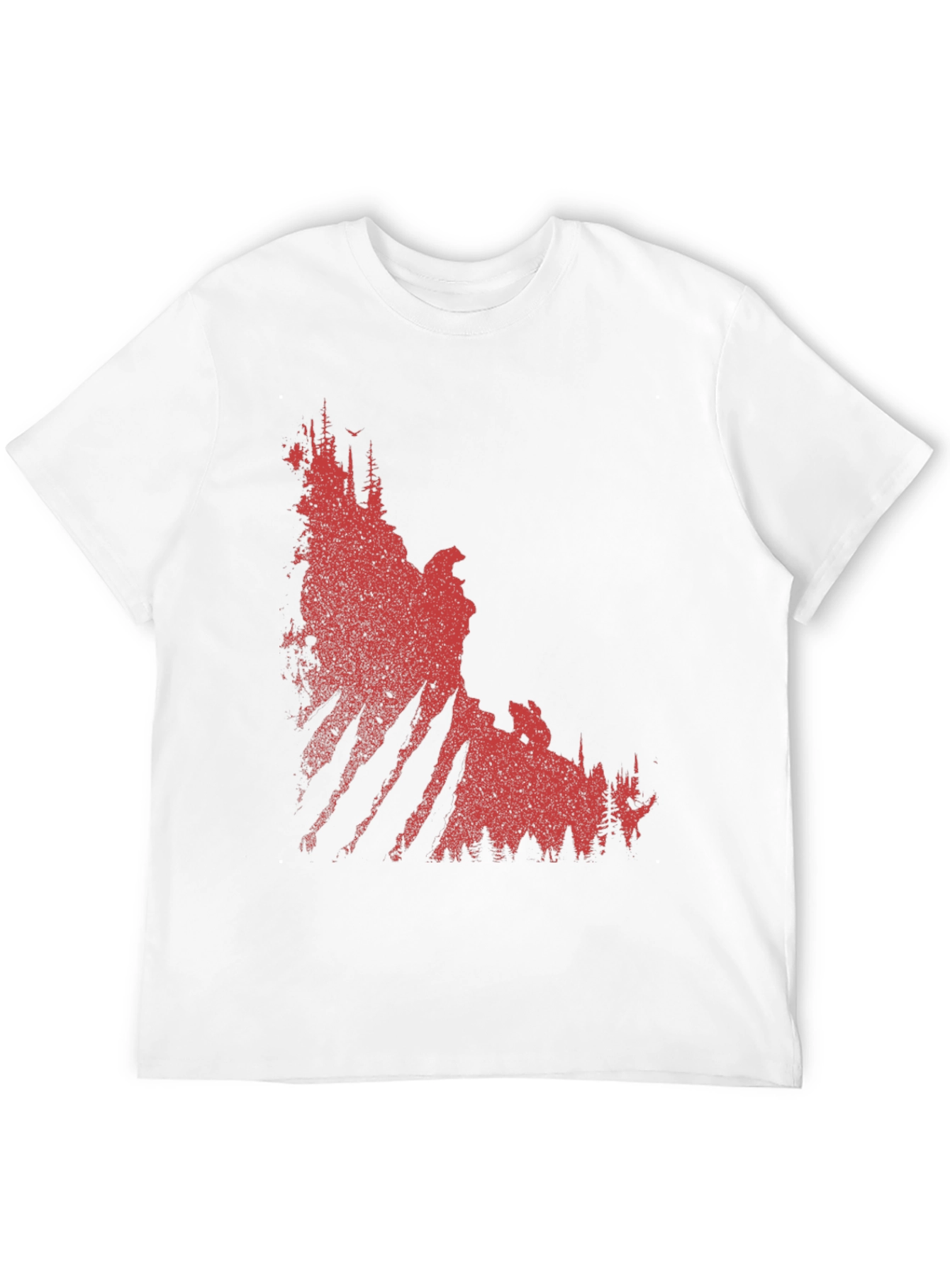 Red Forest Graphic Print Black T-Shirt