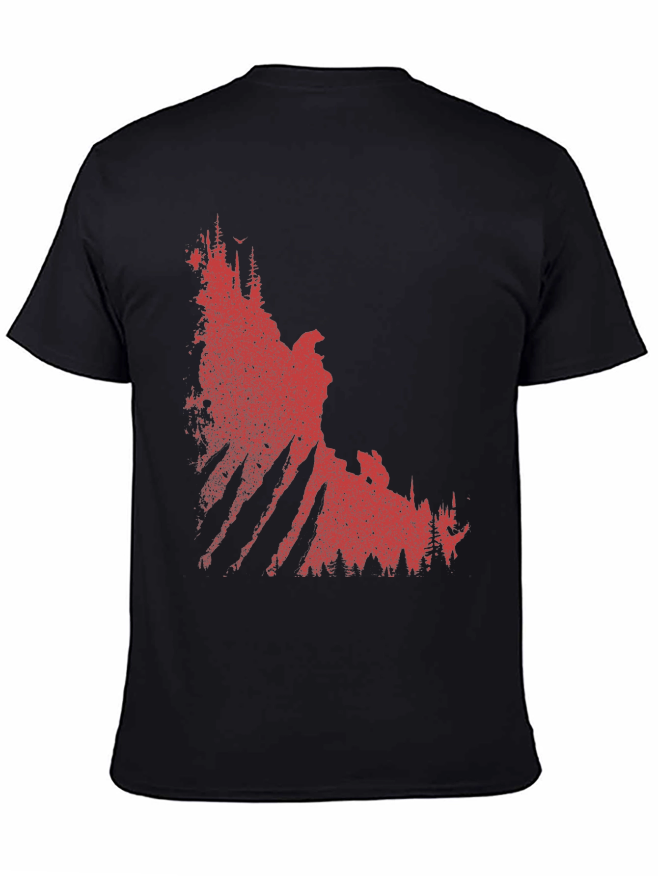 Red Forest Graphic Print Black T-Shirt