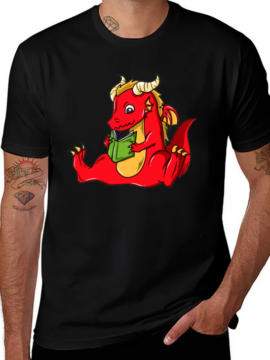 Dragon Reading Book Graphic T-Shirt