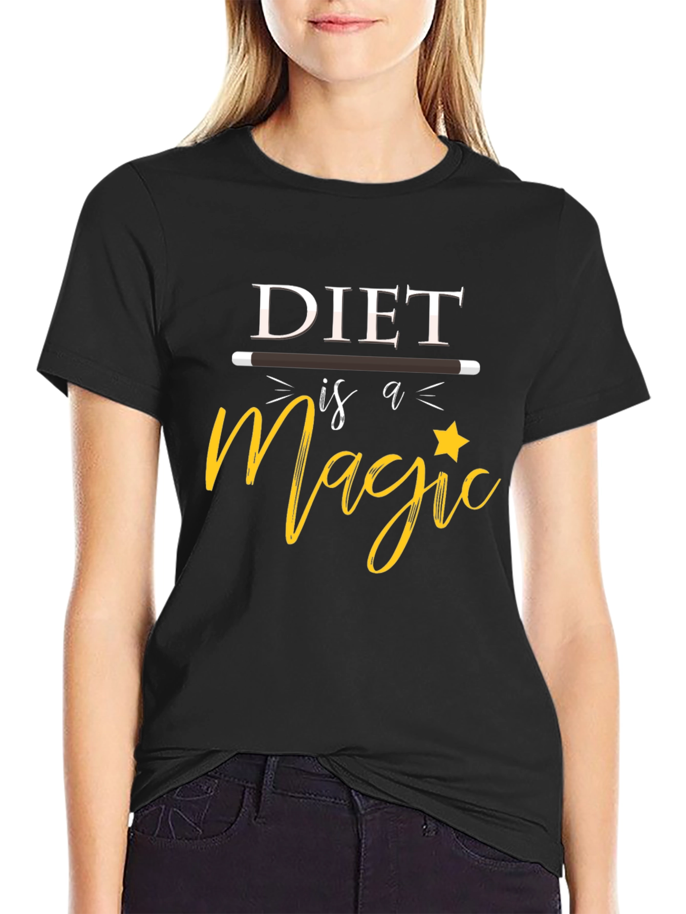 Diet is Magic Black Graphic T-Shirt