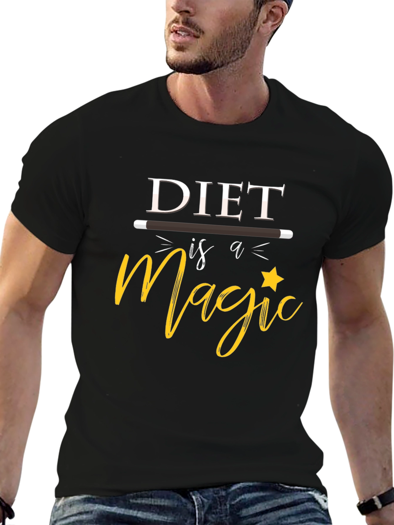 Diet is Magic Black Graphic T-Shirt