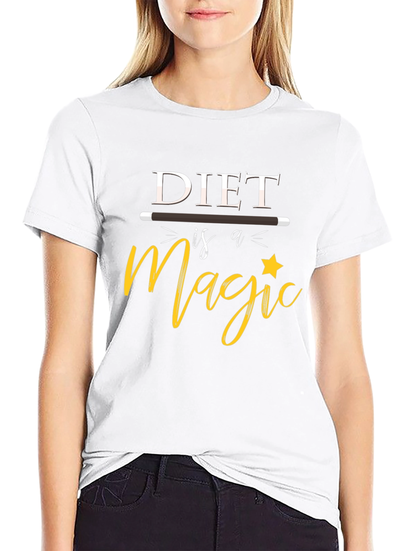 Diet is Magic Black Graphic T-Shirt
