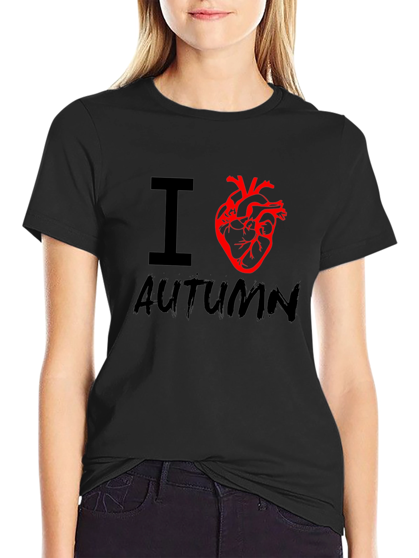 I Heart Autumn T-Shirt - Black