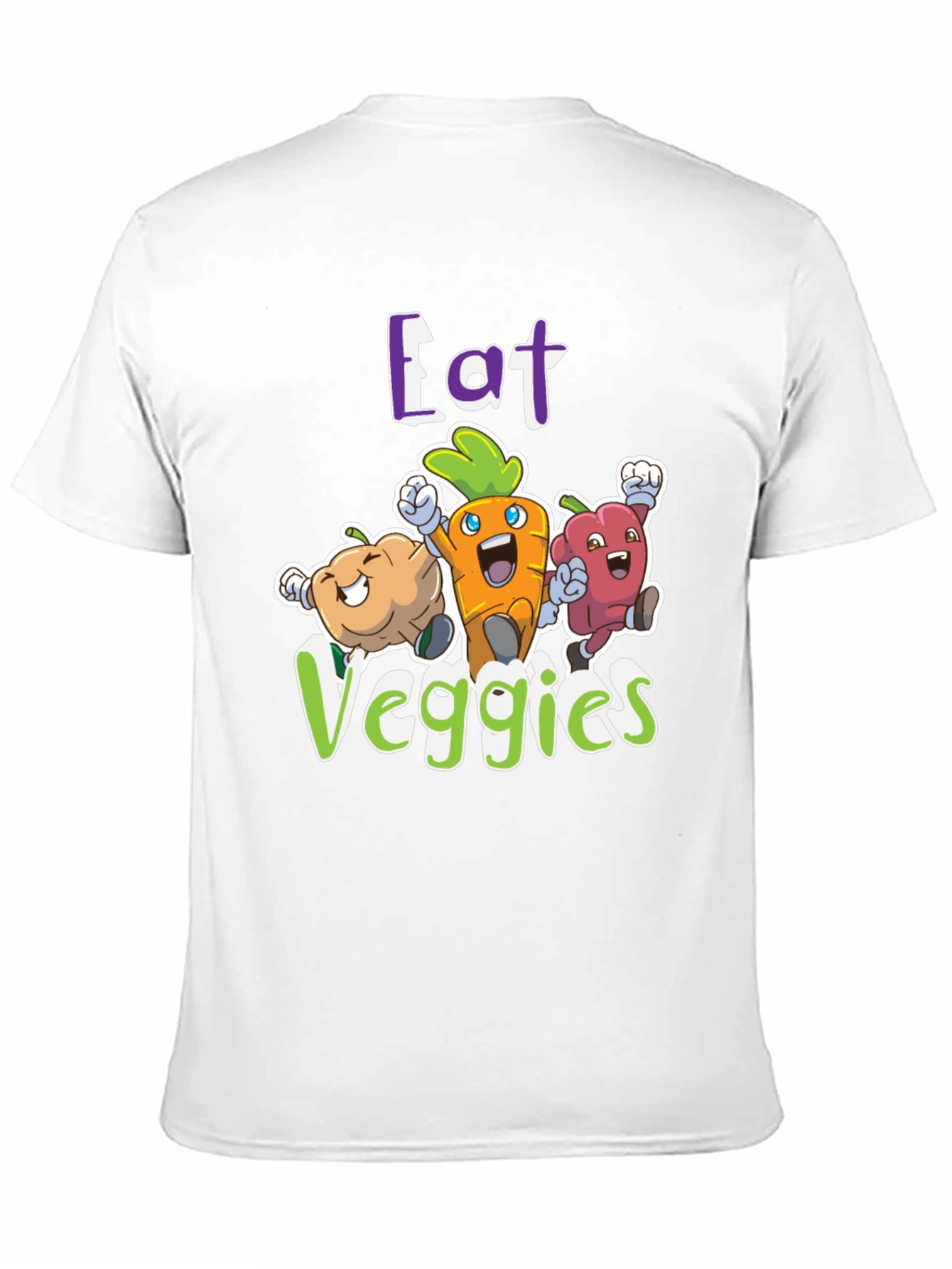 Eat Veggies Graphic Tee - Fun Vegetable Cartoon Design
