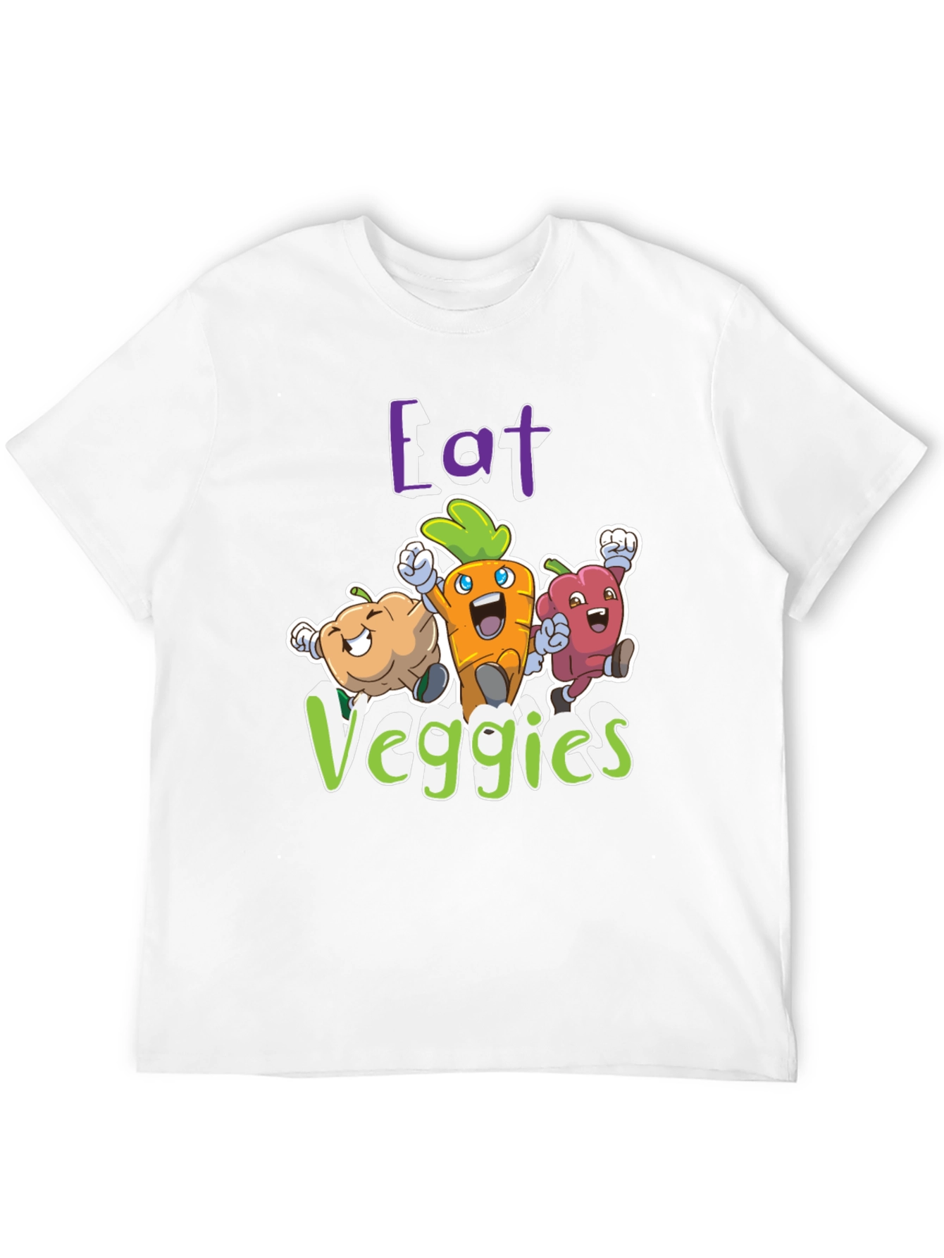 Eat Veggies Graphic Tee - Fun Vegetable Cartoon Design