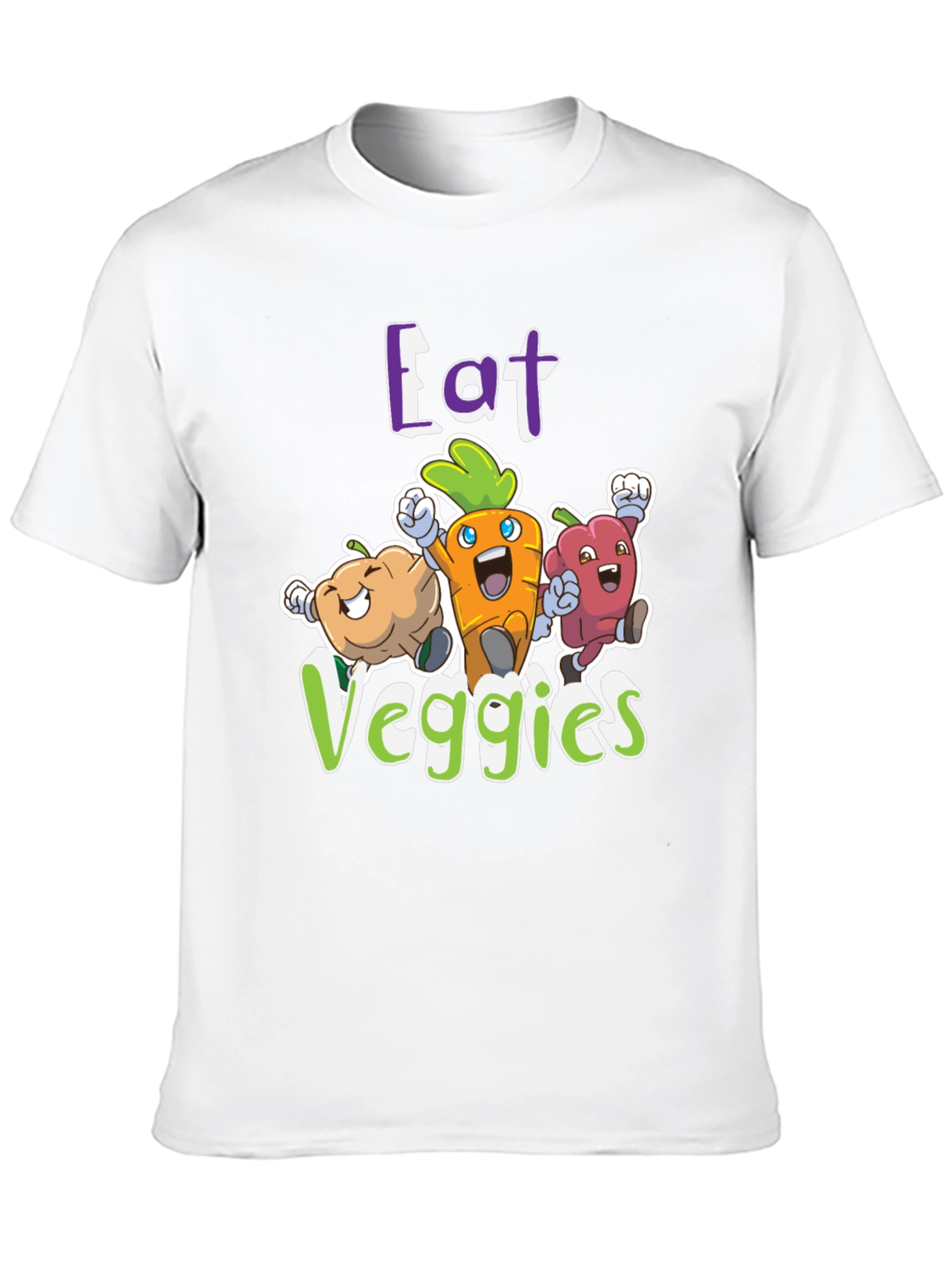 Eat Veggies Graphic Tee - Fun Vegetable Cartoon Design