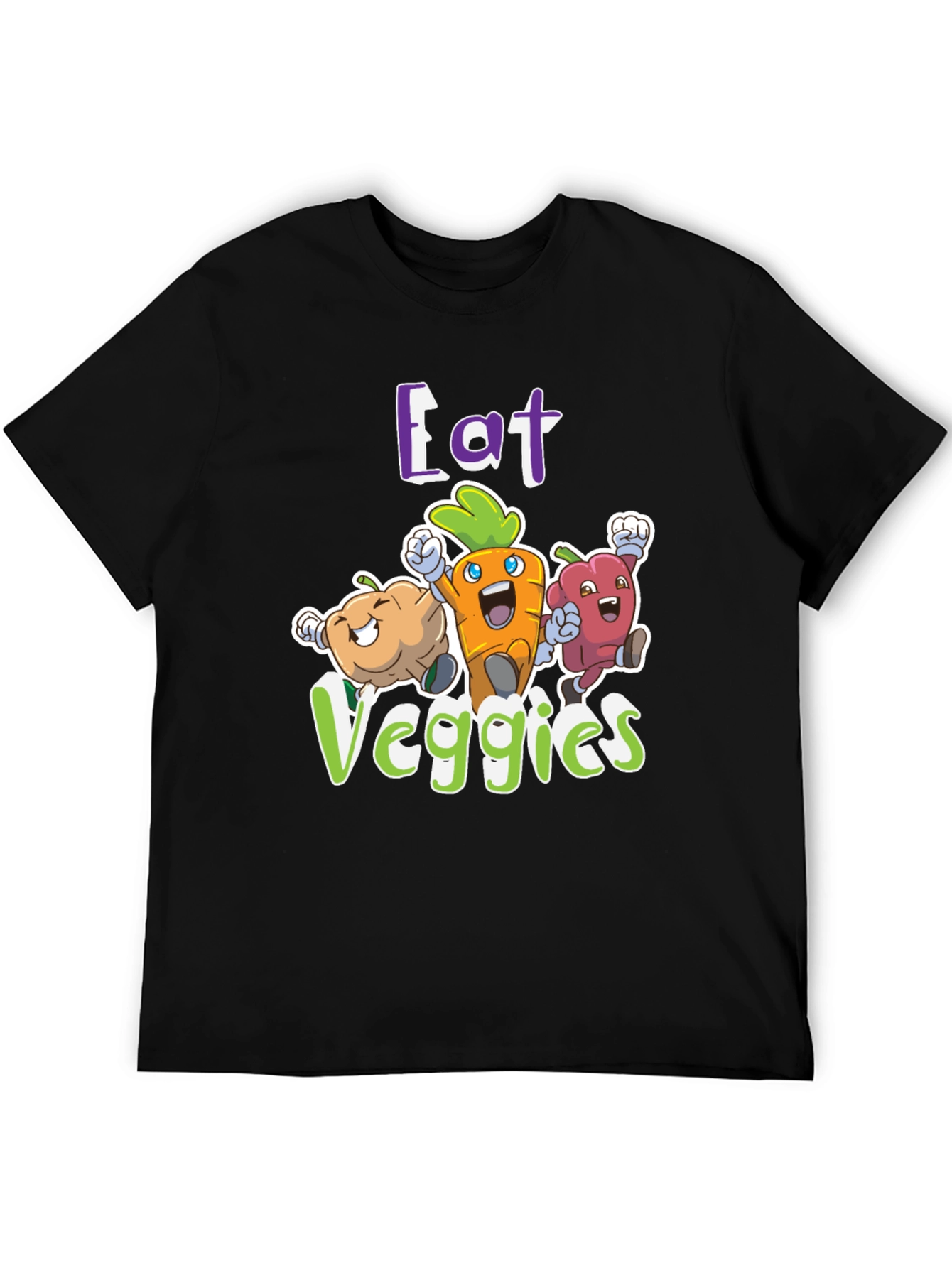 Eat Veggies Graphic Tee - Fun Vegetable Cartoon Design