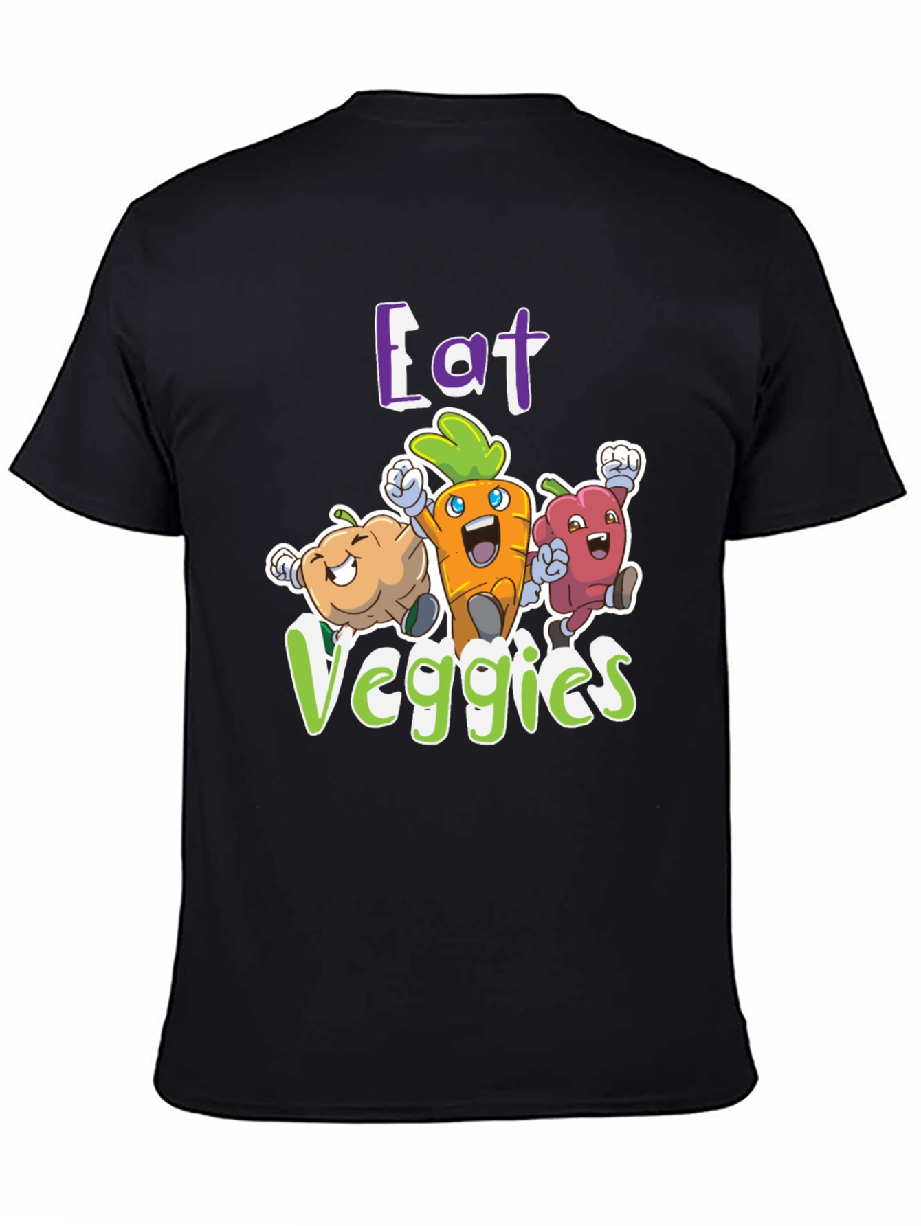 Eat Veggies Graphic Tee - Fun Vegetable Cartoon Design
