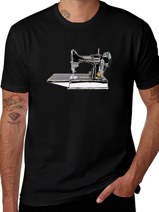 Vintage Sewing Machine Graphic Tee - Classic Style