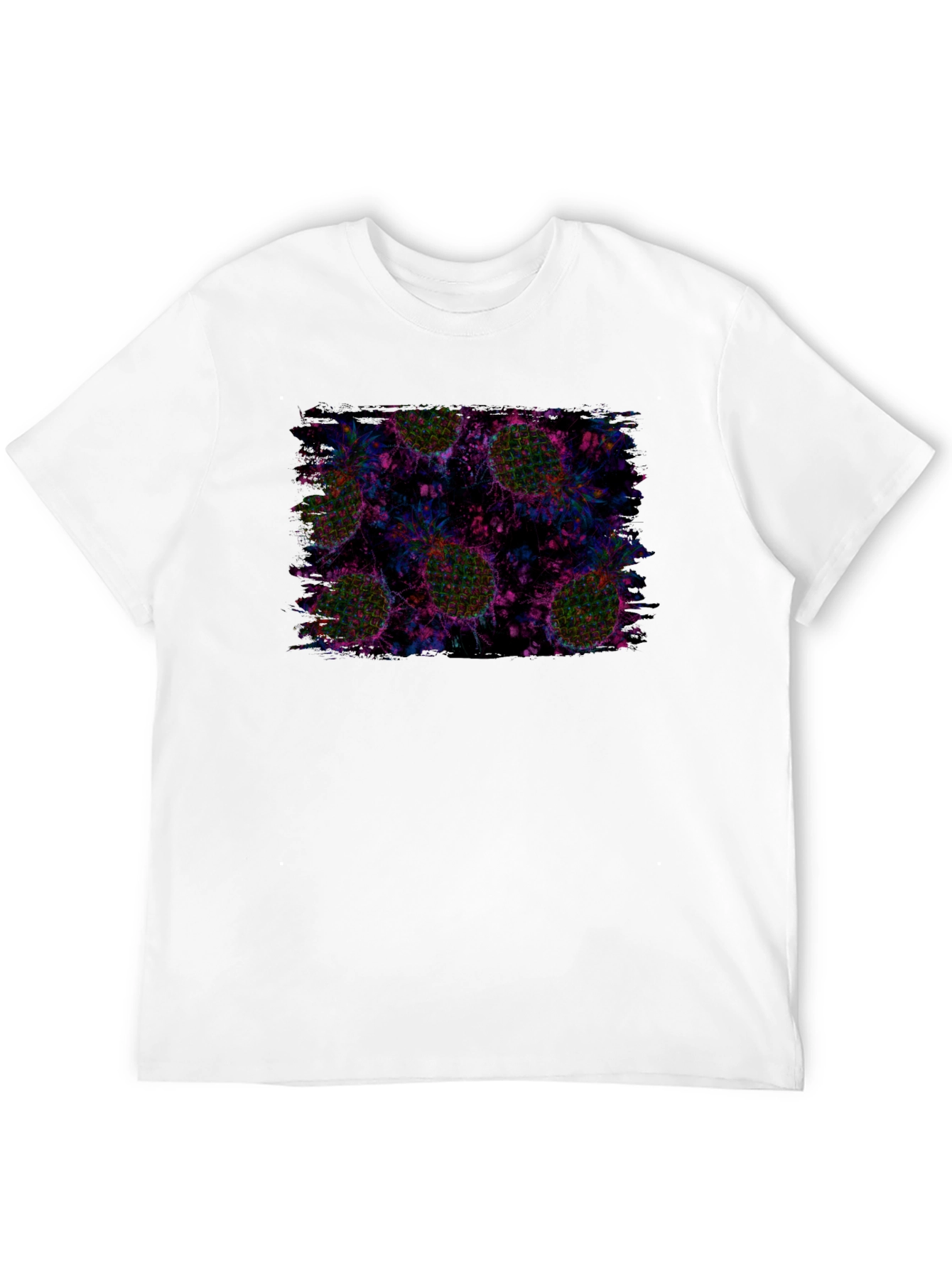 Abstract Pineapple Print Black T-Shirt