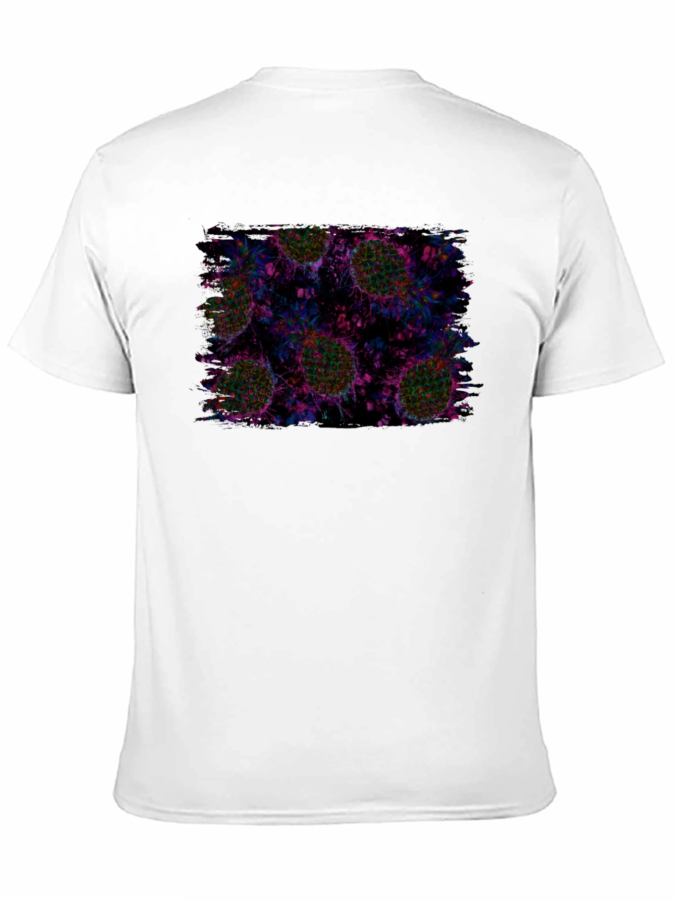 Abstract Pineapple Print Black T-Shirt