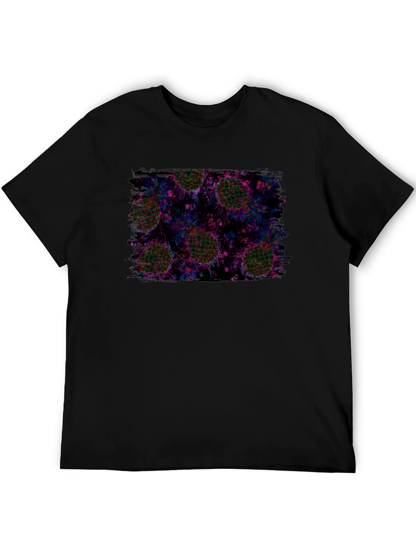Abstract Pineapple Print Black T-Shirt