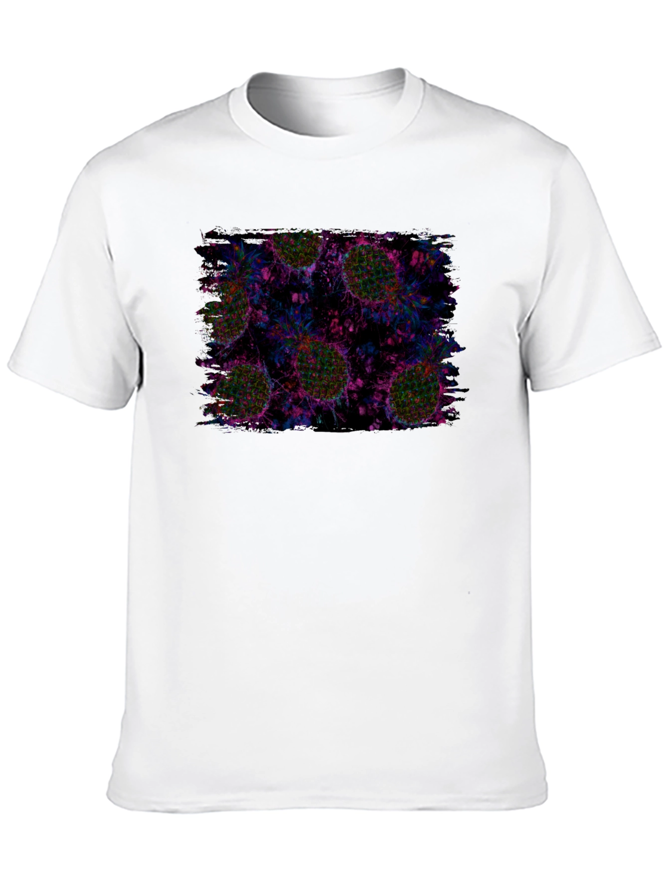 Abstract Pineapple Print Black T-Shirt