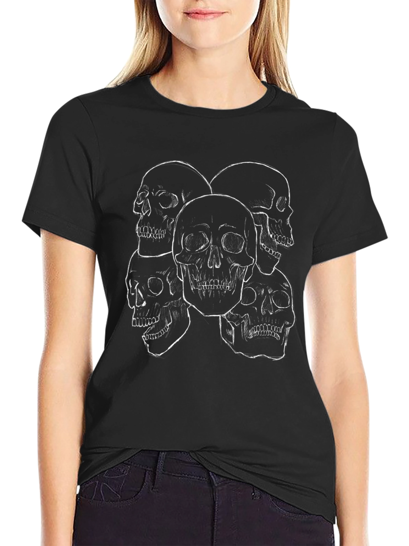 Skull Print Black T-Shirt