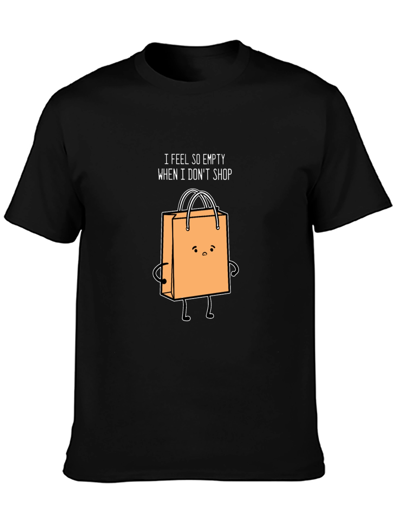 Funny Shopping Bag Graphic Black T-Shirt