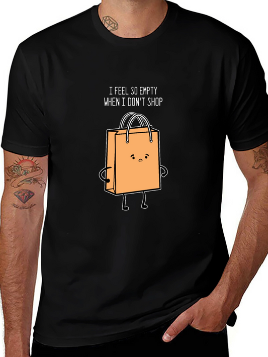 Funny Shopping Bag Graphic Black T-Shirt
