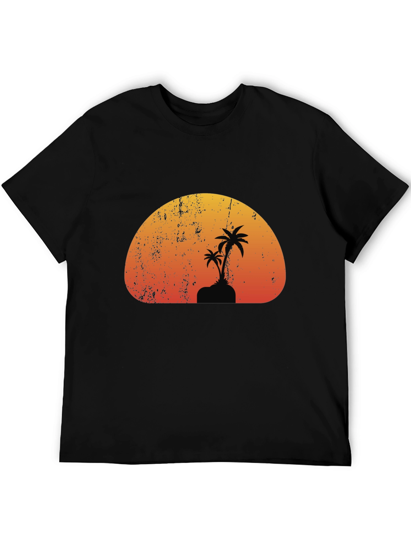 Sunset Palm Tree Graphic Black T-Shirt