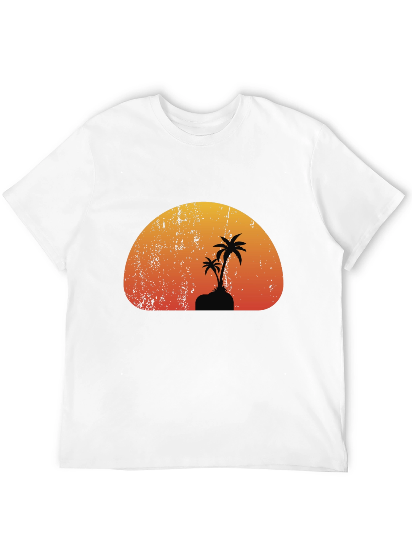 Sunset Palm Tree Graphic Black T-Shirt