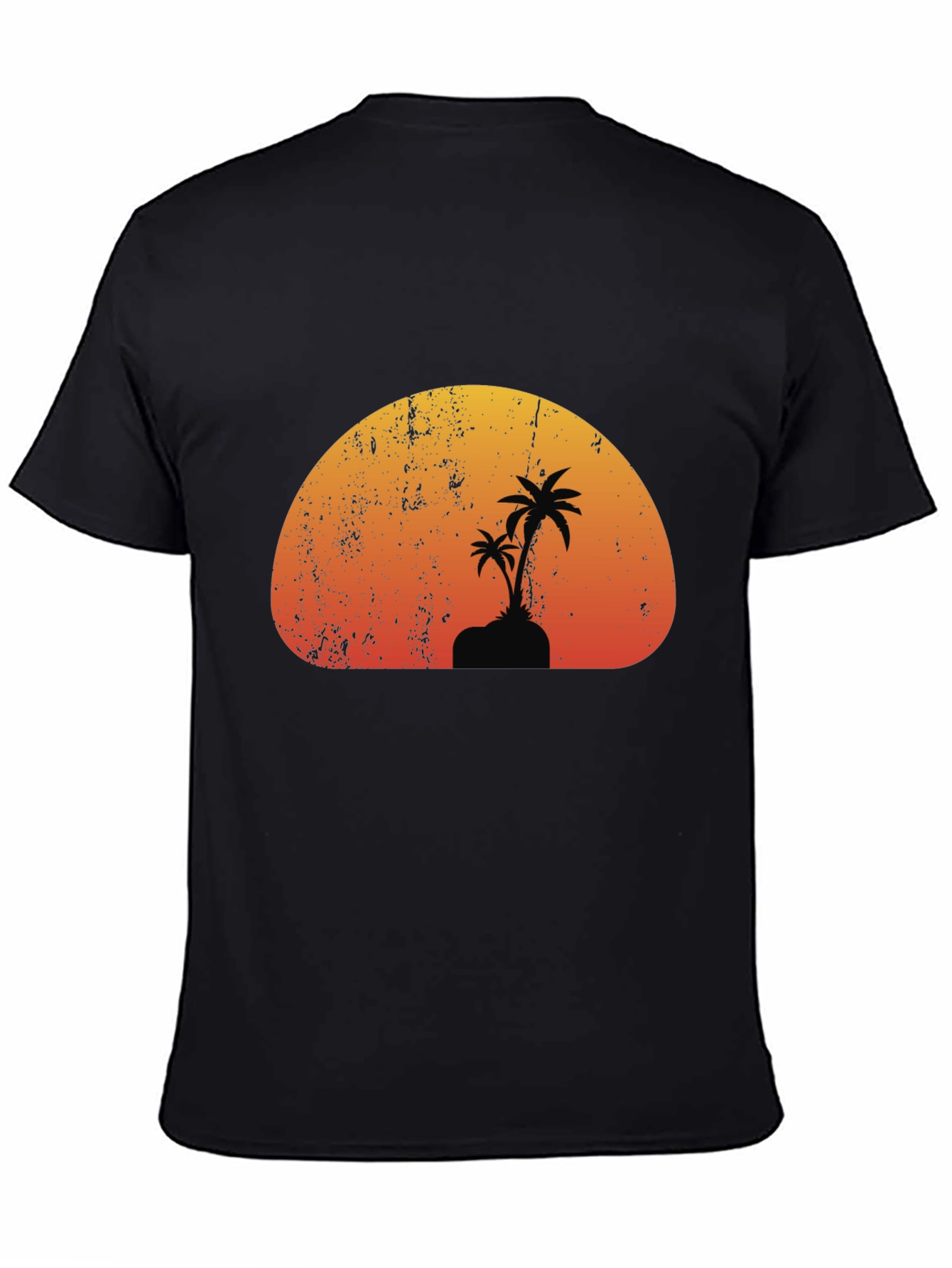 Sunset Palm Tree Graphic Black T-Shirt
